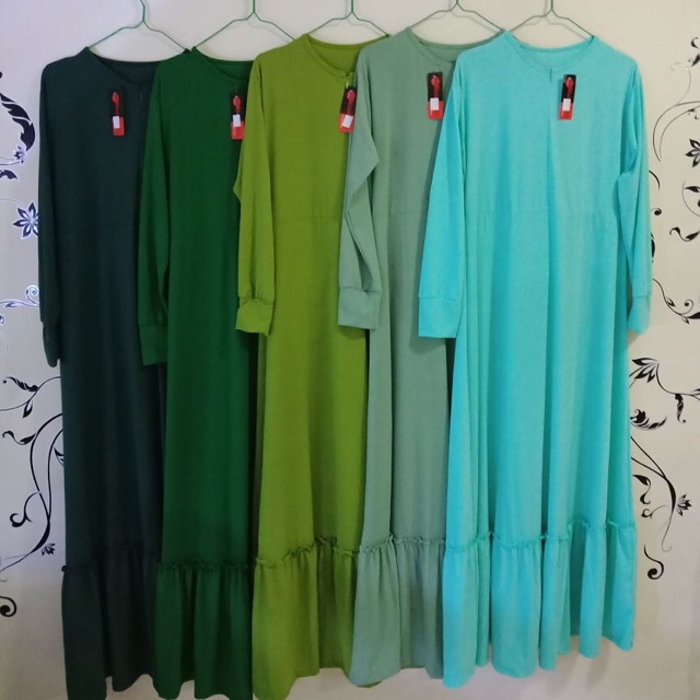 Gamis jersey rempel bawah (aura)