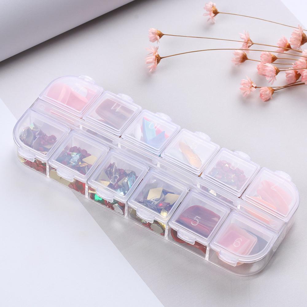 Solighter 12grids Kotak Penyimpanan Jewerly Collection Tempat Pil Obat Plastik Bening Craft Organizer