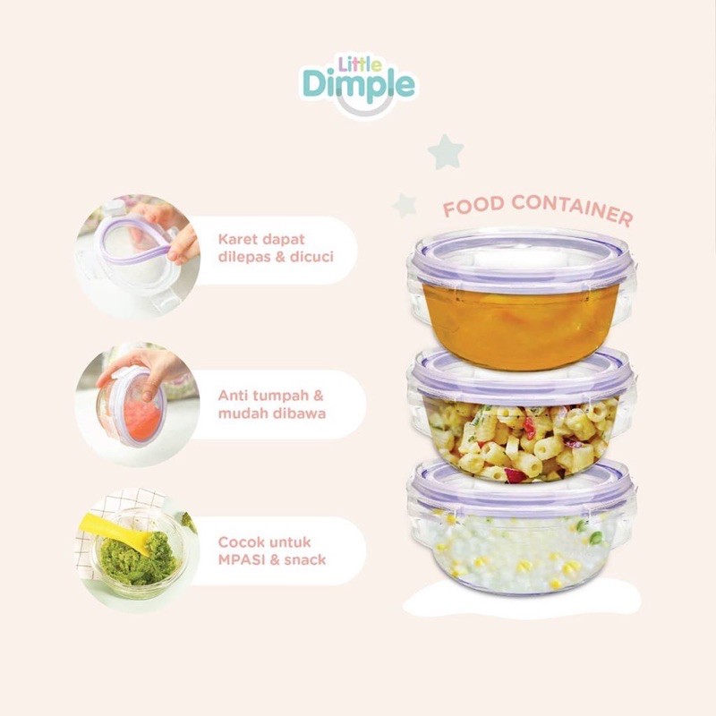 little dimple food container 240ml isi 3 (series pertama)