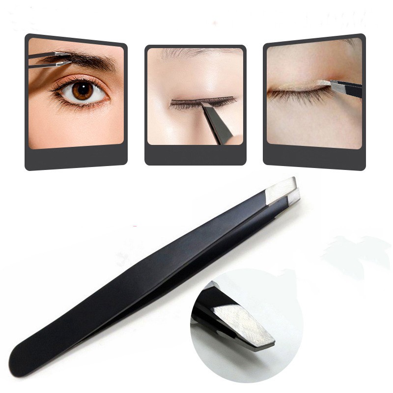 Genielash Professional Eyebrow Tweezers Makeup Beauty Slanted Stainless Steel Tweezer