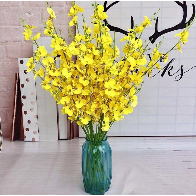 95 cm Bunga Buatan Menari Anggrek Oncidium Phalaenopsis Bunga Palsu Dekorasi Meja Rumah