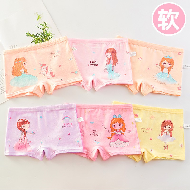 3PCS Celana Dalam Anak Perempuan Katun Motif Lucu Flamingo Dan Princess CD Menyerap Keringat