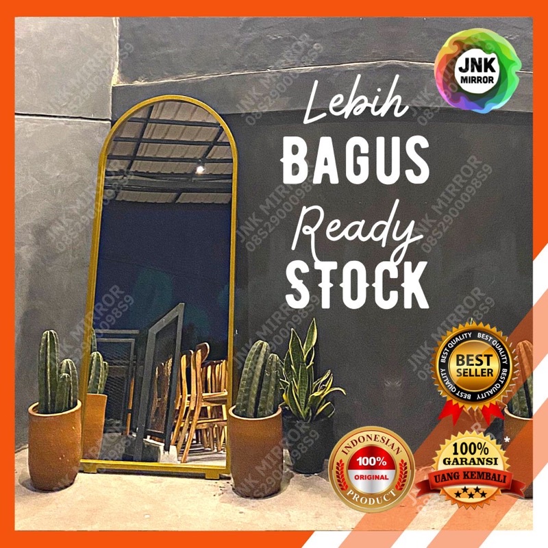 cermin arch mirror kayu besar berdiri