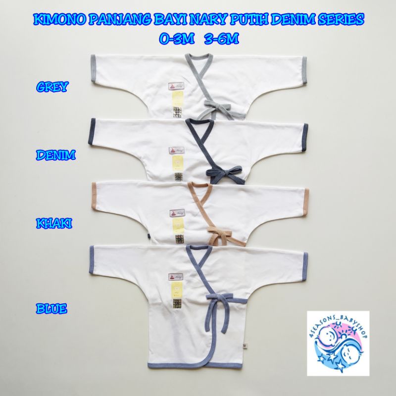 KIMONO PANJANG BAYI NARY PUTIH DENIM SERIES