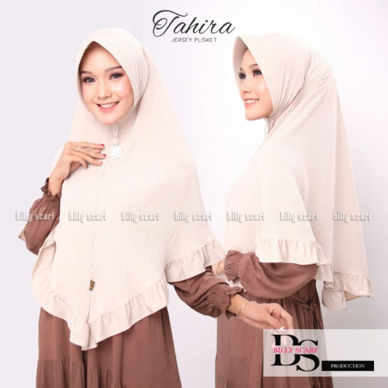Jilbab Bergo Plisket Jersey Simpel Tahira Ori Billy-Cream