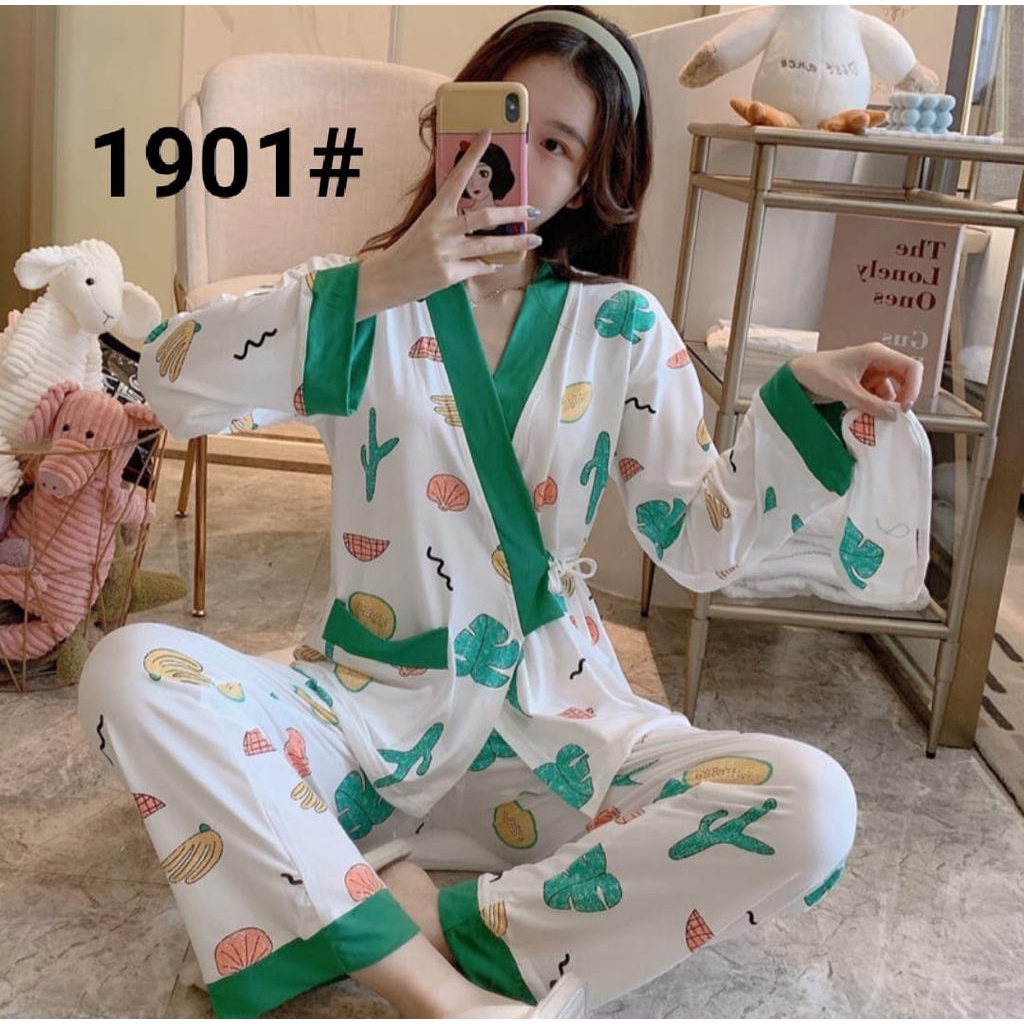 Bisa COD Restock Kimono Set PP Import / Piyama kimono wanita murah / Kimono PP kekinian