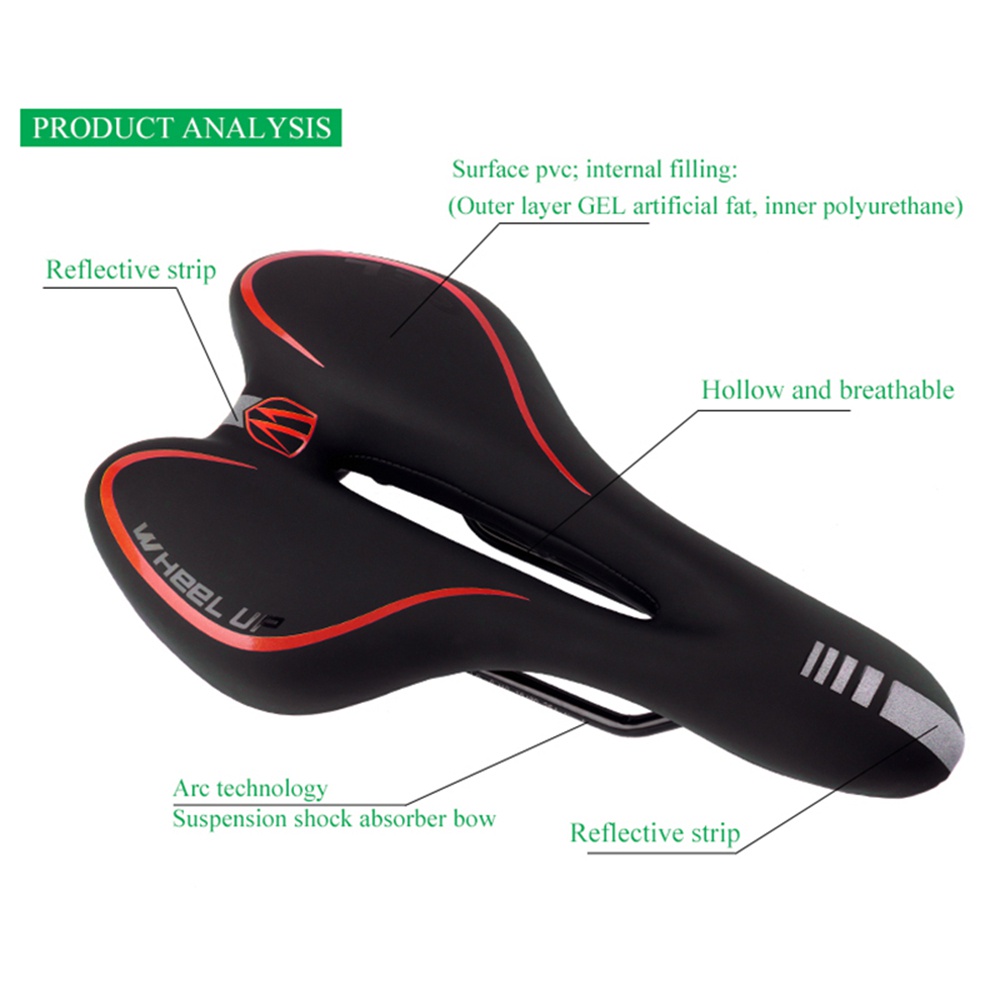 ♢[Ready stock/cod]♢ WHEEL UP GEL Breathable Soft Bike Saddle PVC Leather Road MTB Mountain Cycling Saddle Seats