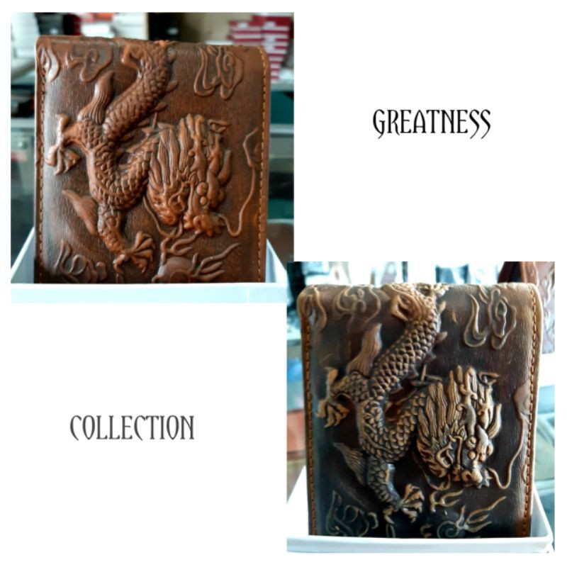 DOMPET KULIT ASLI UKIR NAGA PRIA / DOMPET KULIT SAKU PRIA