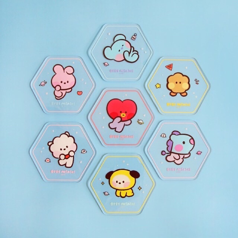 [ORDER] BT21 Acrylic Coaster Face Hexagon NARA