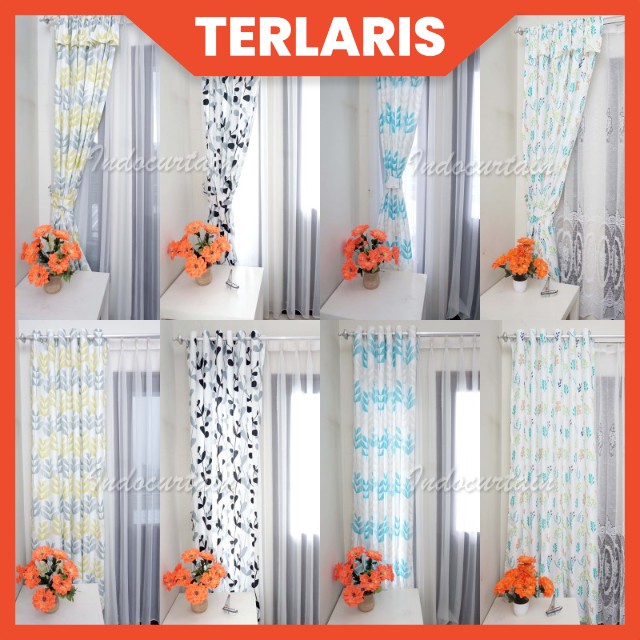 Gorden Blackout Smokering Serut Katun Gorden Amanda Gorden Montero Tinggi 200cm dan Tinggi 225cm