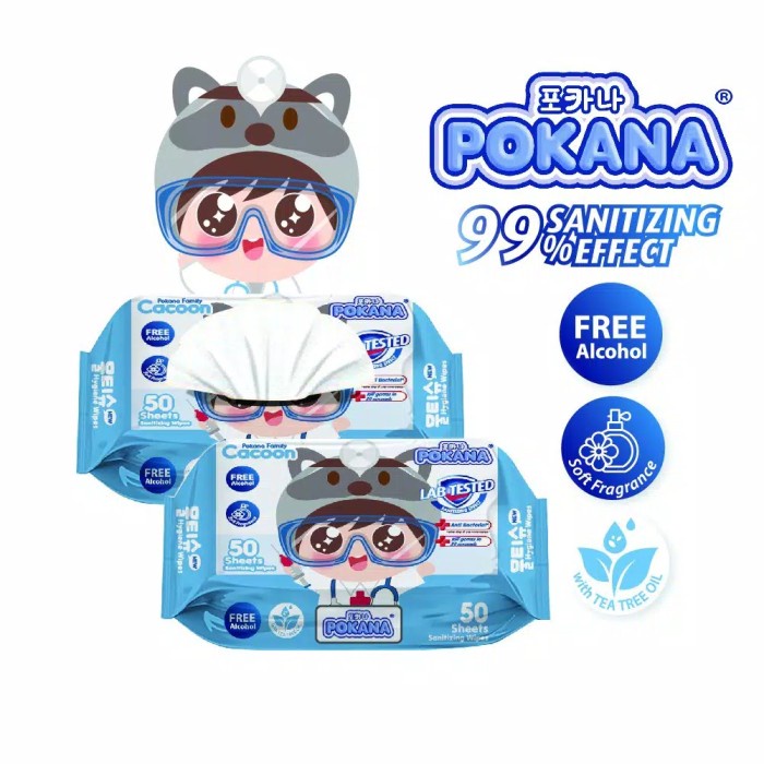 Pokana Hygiene Anti Bacterial Wipes Cacoon 50sh