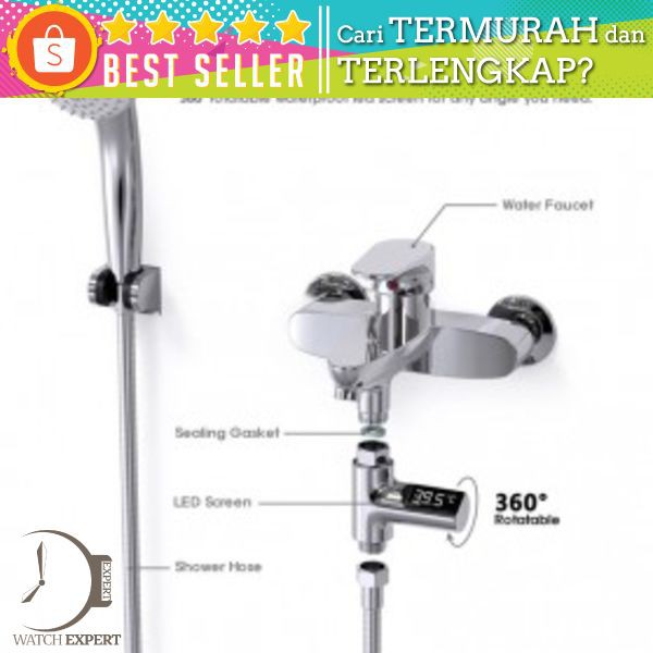 Shower Thermometer Flow LED Display Shower Mandi - ZhiNuan BD-LS-01 Silver