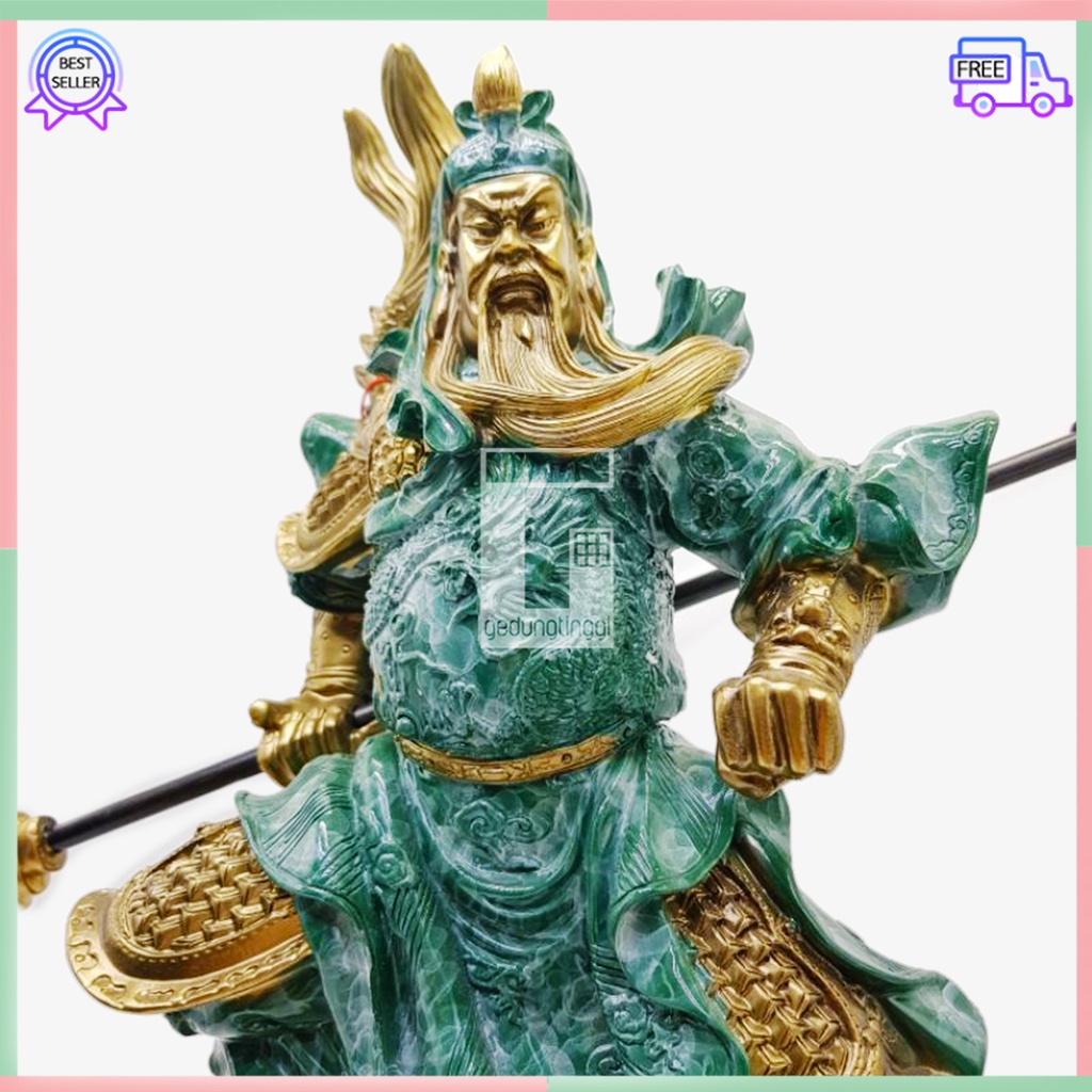 Pajangan Patung Hiasan Hadiah Kado Meja Kantor Dewa Kwan Kong Guan Guang Yu Bumi Maitreya Fengshui Fengsui Feng Shui Rejeki Hok Meja Altar Sembahyang Emas Gold Kuningan Batu Giok Resin Bodhi Rupang Gelang Tasbih Buddha Budha Amitabha Statue Necklace Besar