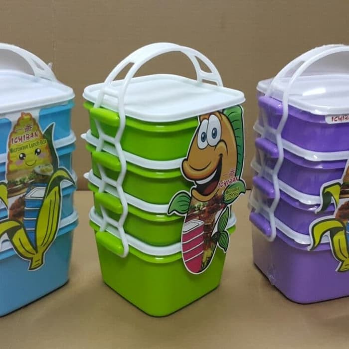 TERMURAH! - RANTANG SUSUN 4 ICHIBAN PLASTIK LUNCH BOX KOTAK MAKAN RANTANG PIKNIK