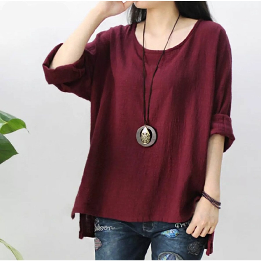 Atasan Blus Blouse Korea Import Bangkok Wanita Puff Lengan Besar  RH535 Blouse Jumbo Ribbon Luvita