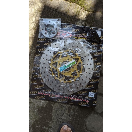 Disc piringan cakram PSM besi 300mm PNP suzuki satria 2tak set adaptor plendes dan breket kaliper be