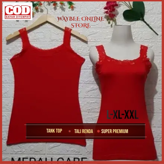 Waybee - Tanktop Tank Top Wanita Tali Renda U-Neck Termurah Kualitas Sorex-5