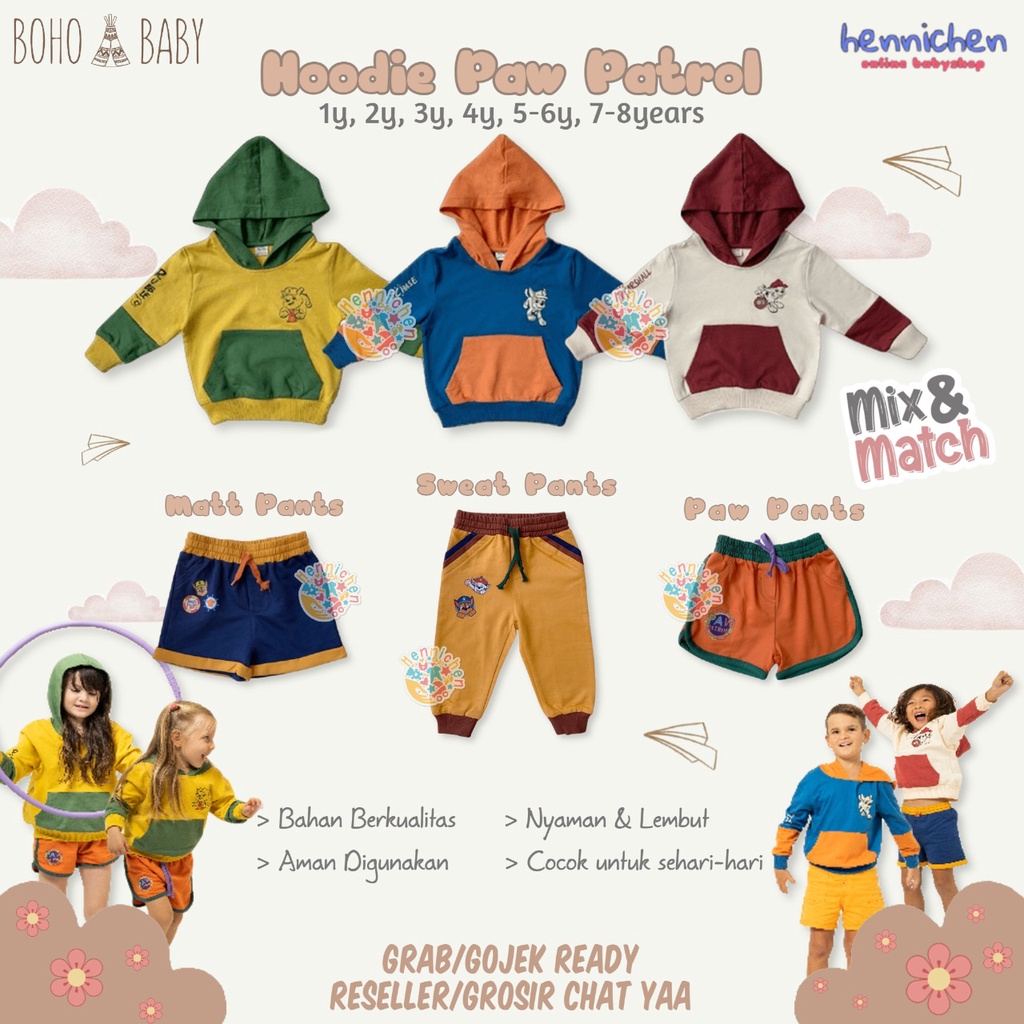 BOHOPANNA HOODIE PAW PATROL HOODIE BAJU ANAK PANTS ANAK CELANA ANAK BOHO BABY 1 - 10 TAHUN