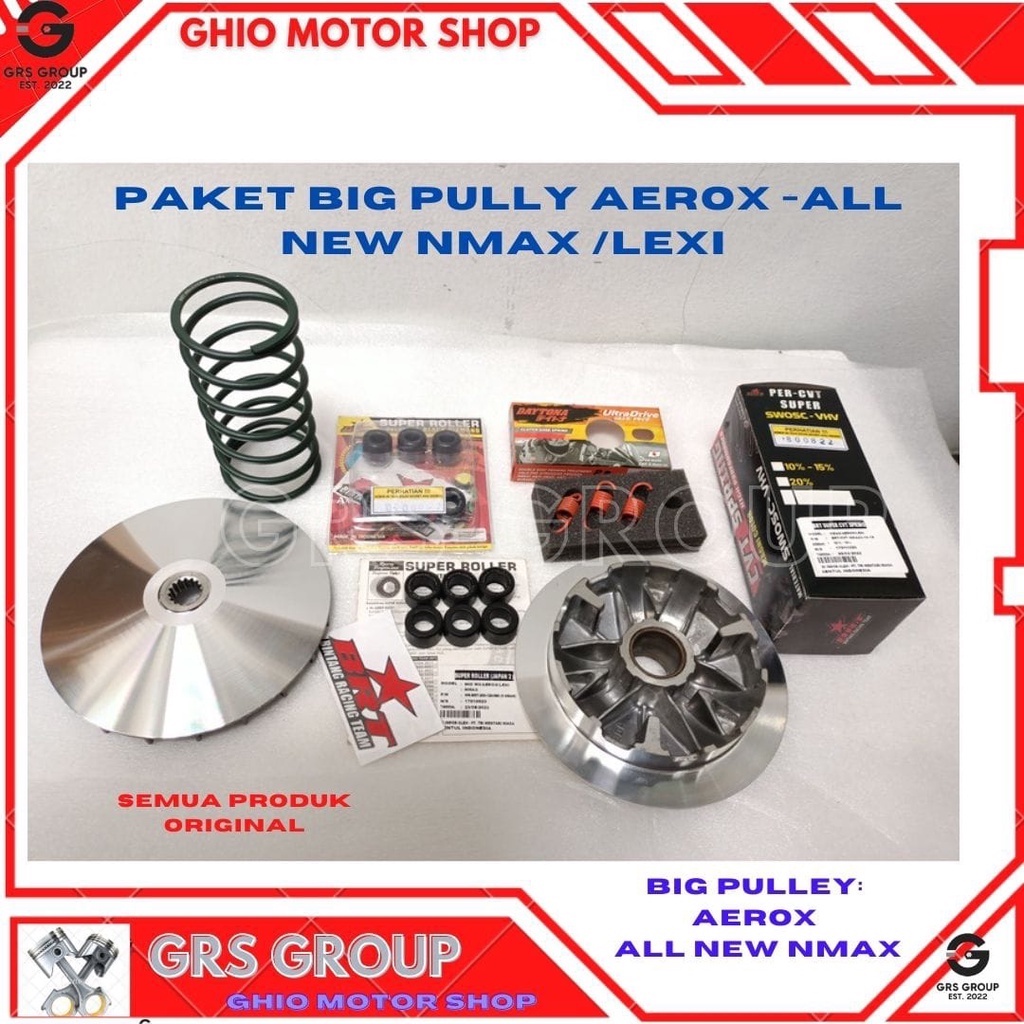 Paket Kirian Nmax Aerox Big pulley Nmax aerox pulley/Rumah Roller Aerox 155 All new Nmax Lexi 125/paket big pully aerox New aaerox old &amp; all new nmax /paket akselerasi Aerox new/all new aerox Puly costum rumah roller bubut big pully lexi ghio motor shop