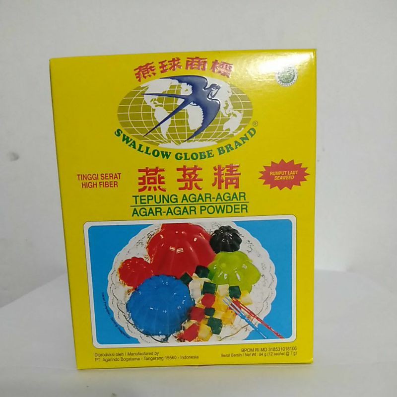 

agar-agar swallow globe brand bening 1 box