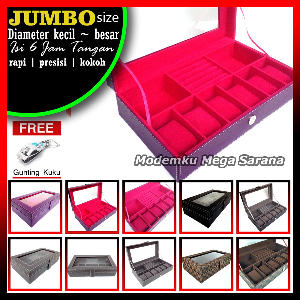 [Kualitas Super] 3 in 1 Box Jam Tangan isi 6 Jumbo + Perhiasan &amp; ACC