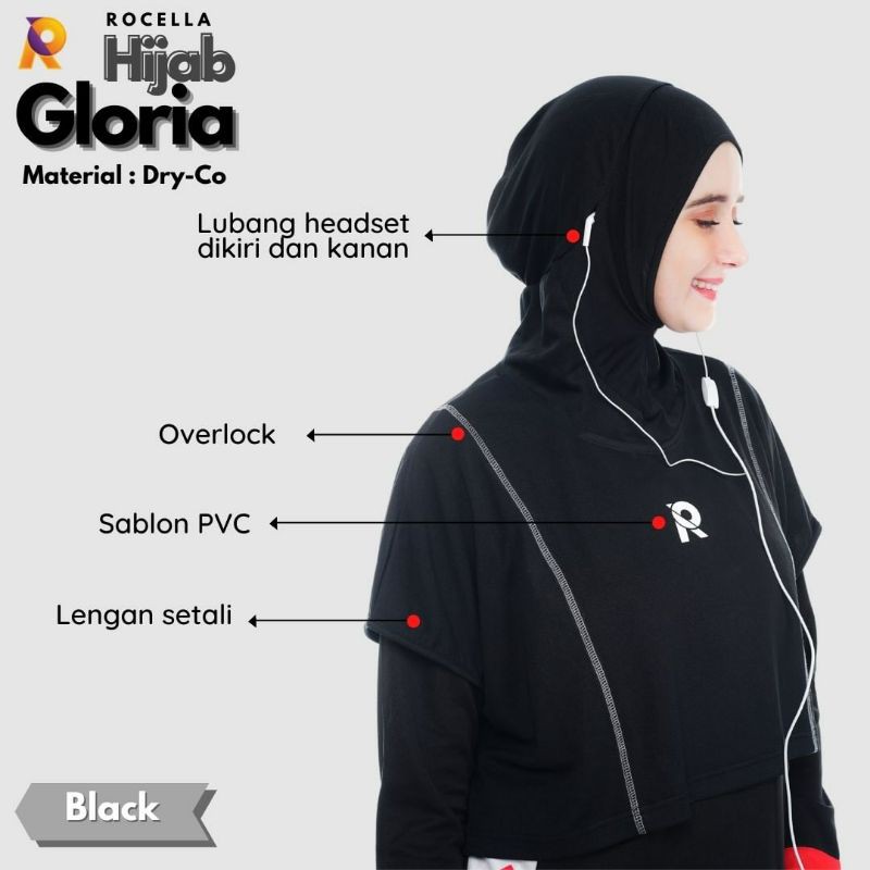 NEW-Hijab Jilbab Kerudung Sport Sporty olahrga instan sepeda wanita muslimah terbaru Rocella Gloria-2