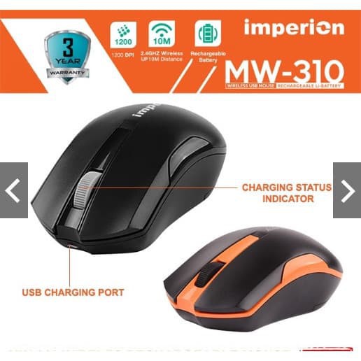 MOUSE WIRELESS MW110 / MW210 / MW310 - WIRELESS RECHARGEABLE MOUSE (LOW POWER CONSUMPTION)