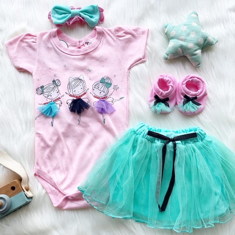 Baju setelan jumper rok tile bandana booties murah bayi cewek babygirl pergi jalan lucu -thr