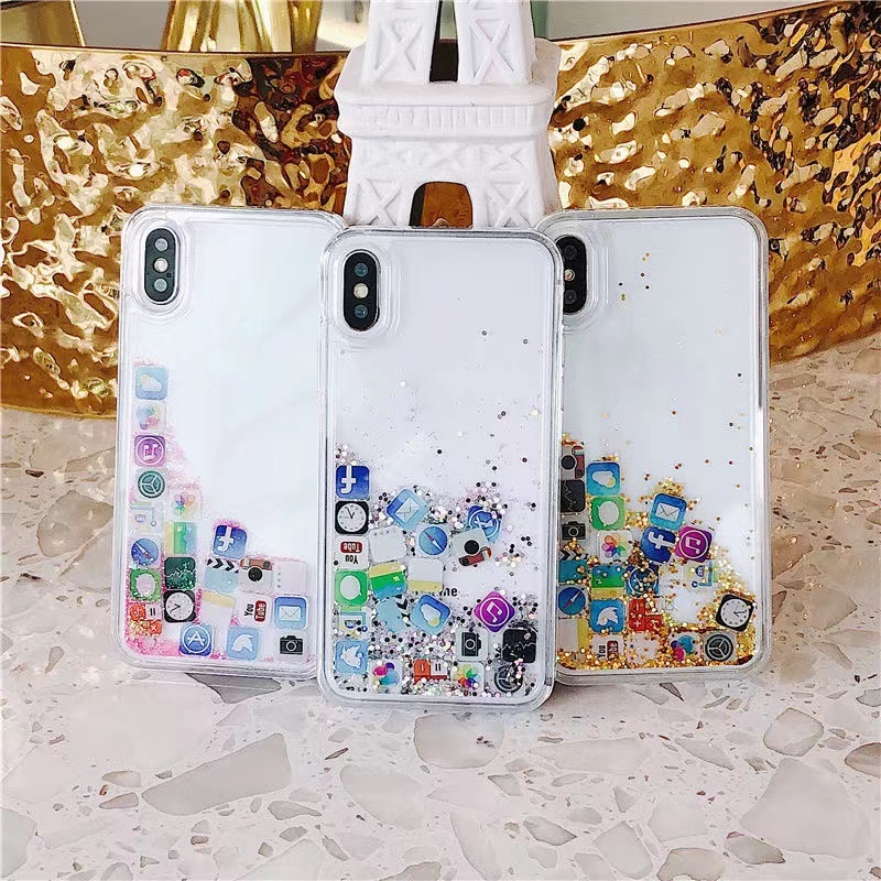 Casing IPhone 13 Pro Max 11 Pro Max 12 Pro Max 14 Pro Max 6 6S 7 Plus 8 X XR XS Max Aksen quicksand Glitter