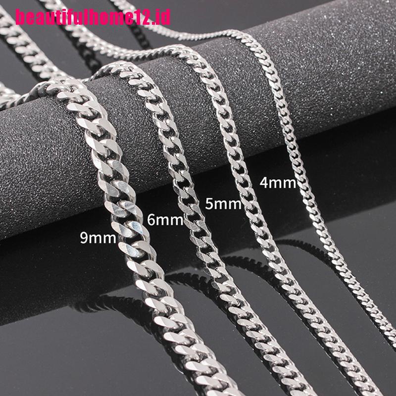 Kalung Rantai Bahan Stainless Steel Ukuran 4-6mm Gaya Hip Hop Untuk Pria