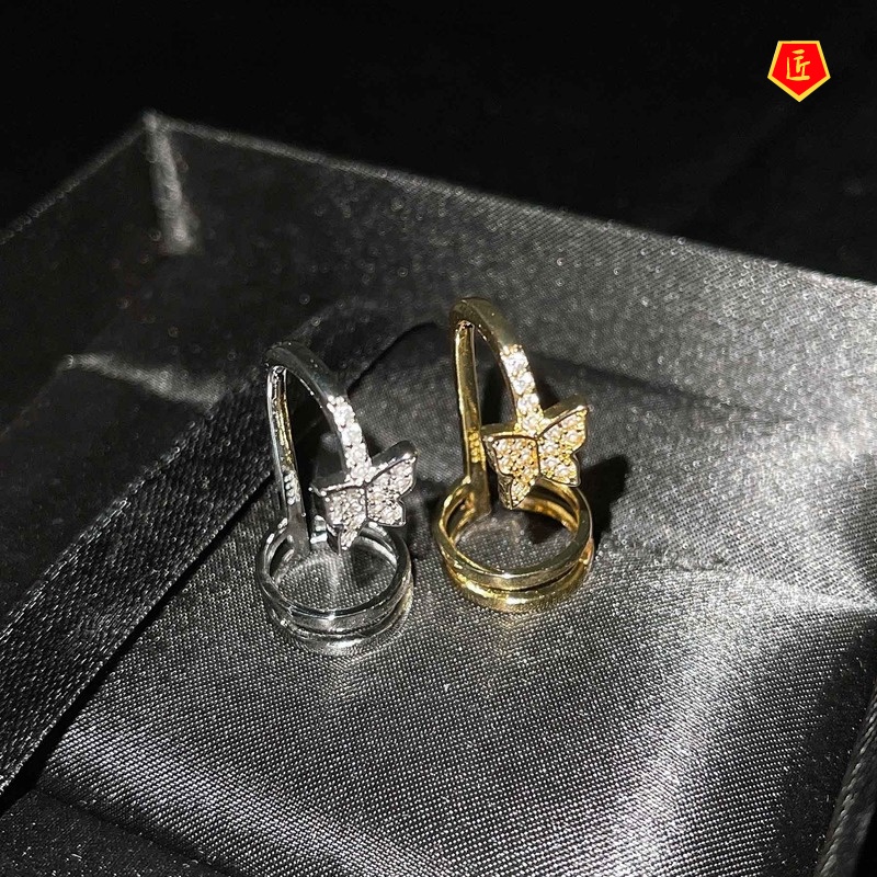 [Ready Stock]Full Diamond Butterfly Ring Fashion Temperament