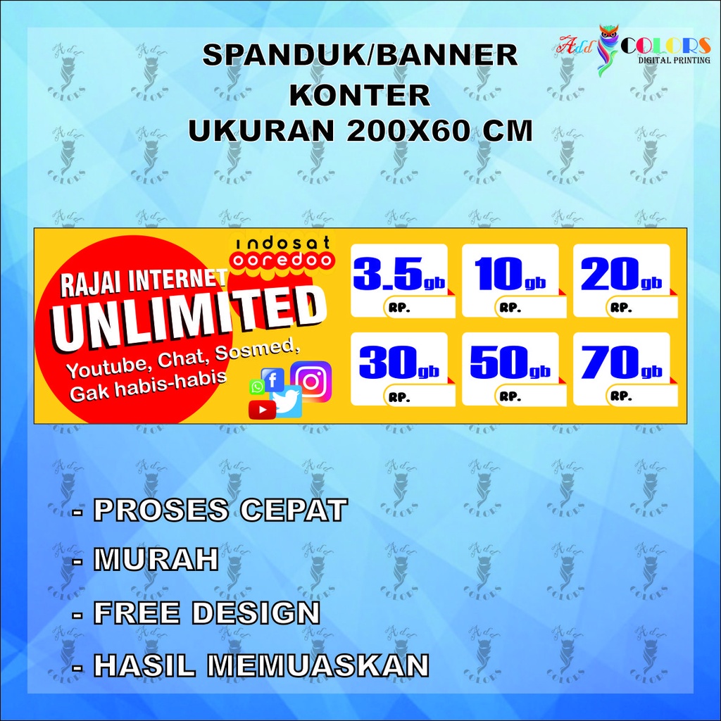 Banner/Spanduk Konter Pulsa Ukuran 200x60