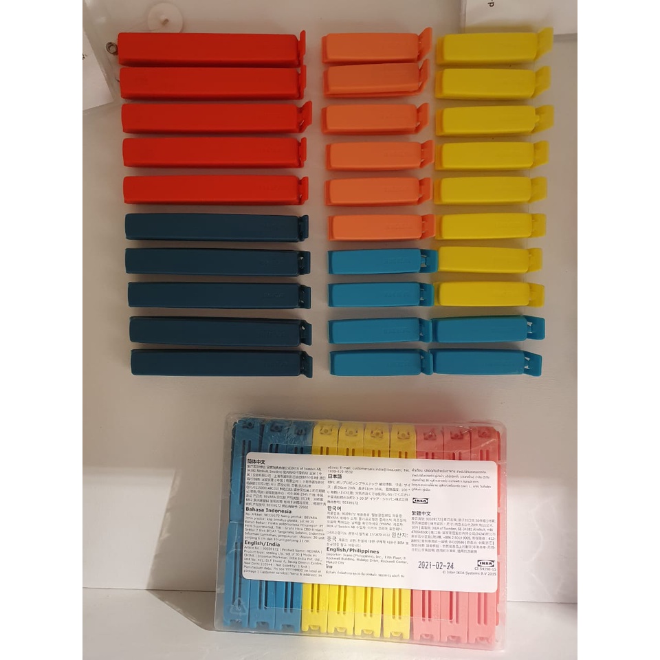 B3VARA klip penutup plastik set isi 30 warna campuran ukuran campuran