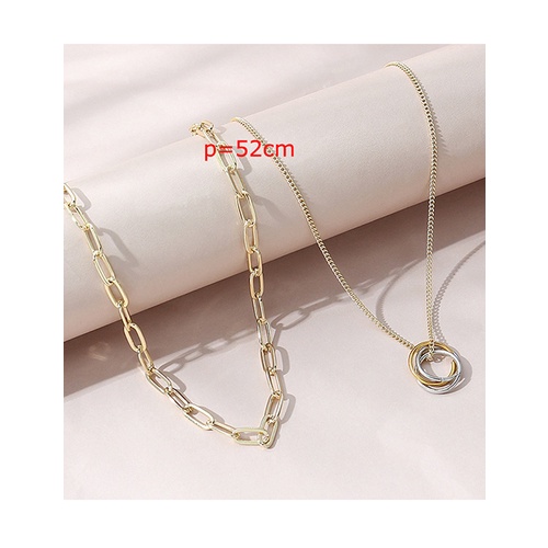 LRC Kalung Fashion Golden Cross Contrast Alloy Necklace Set Y65226