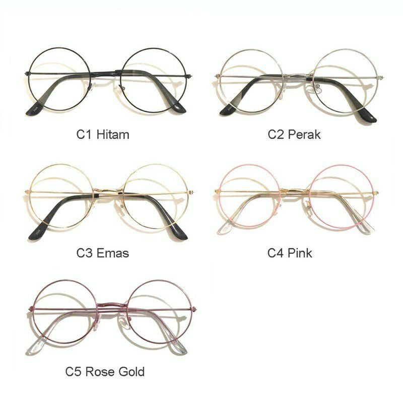 Kaca Mata Bulat Korea untuk Wanita dan Pria, Eyeglass Optic Frame Eyewear Vintage Spectacles Glasses