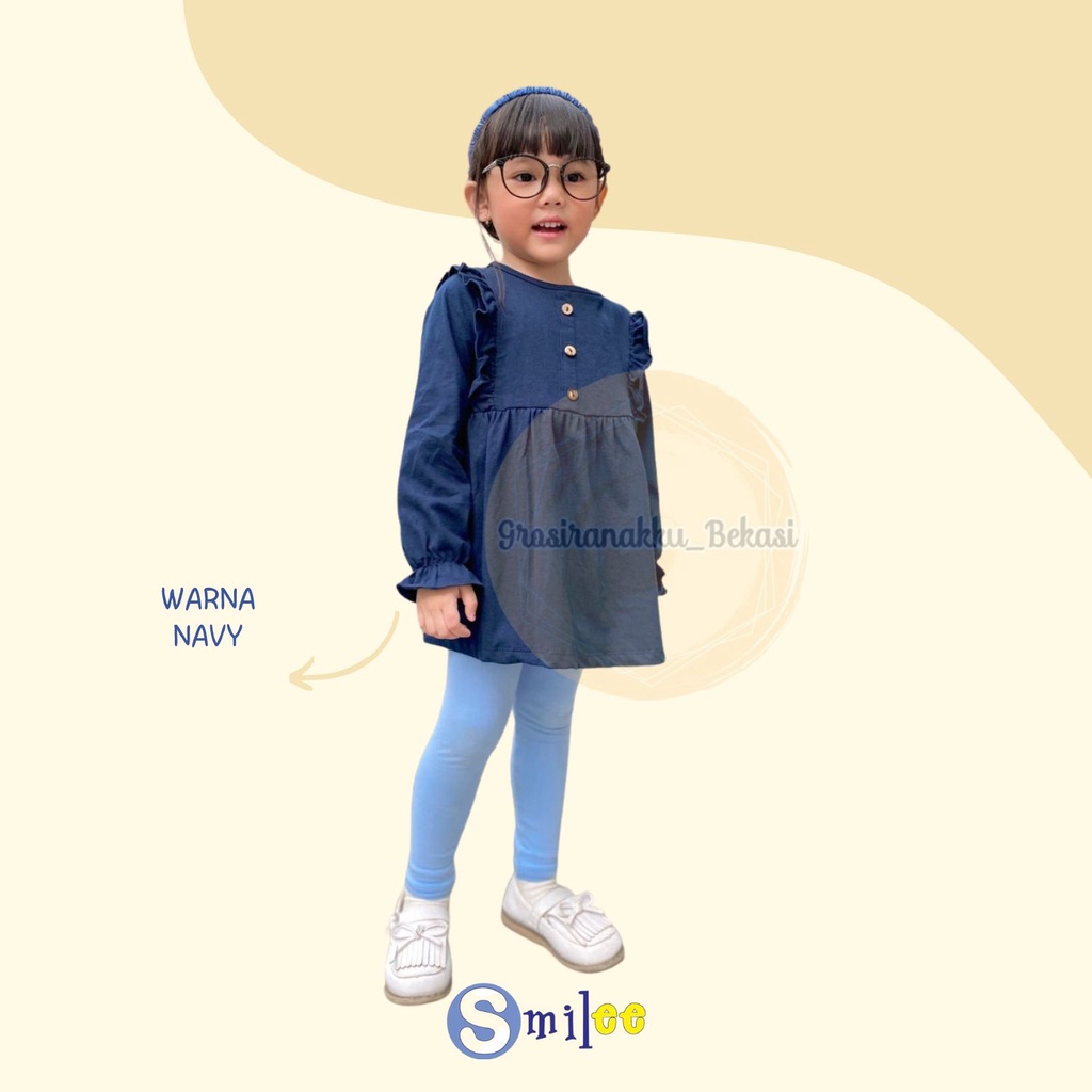 Tunik Anak Kaos Smilee Hamida Mix Warna Size 1-5 Th