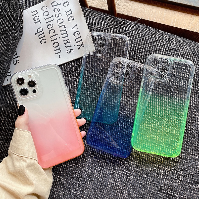 Case Transparan Gradasi Untuk IPhone 11 12 13 Pro MAX X XS MAX 7 8 Plus Se20