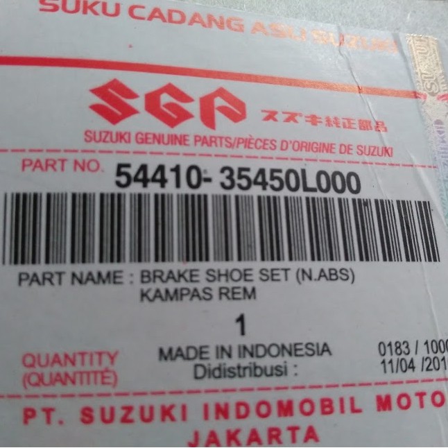 KAMPAS REM BELAKANG SUZUKI SHOGUN / SMASH ORIGINAL SGP