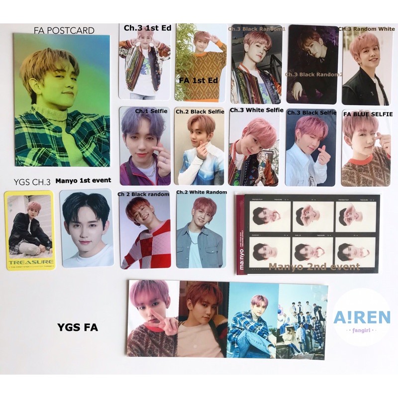 TREASURE Chapter 1 2 3 FA Mashiho Photocard Postcard File Holder Benefit YGS Japan