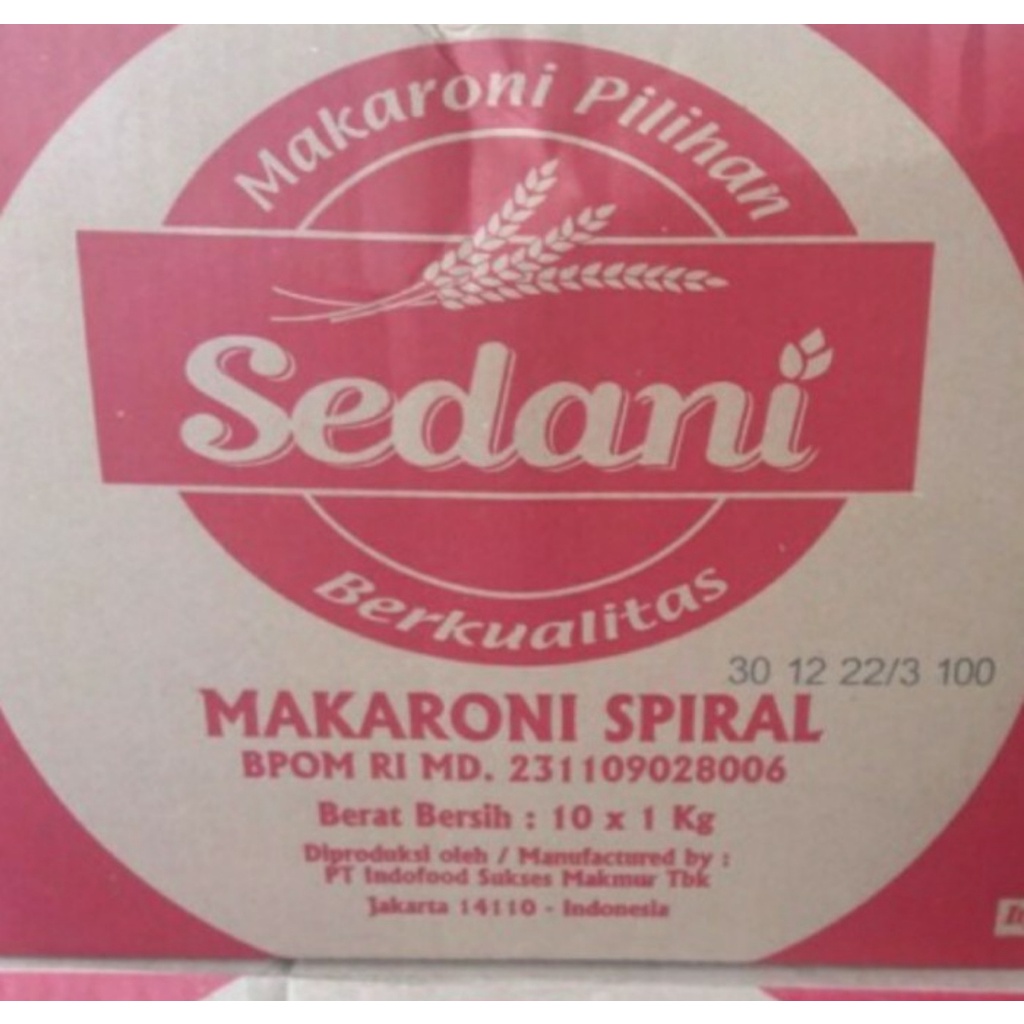 Makaroni Spiral / Fusilli Pasta Sedani 1kg MURAH