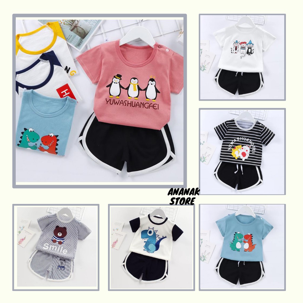 setelan bayi laki laki perempuan untuk newborn bahan katun baju santai newborn / baju tidur anak