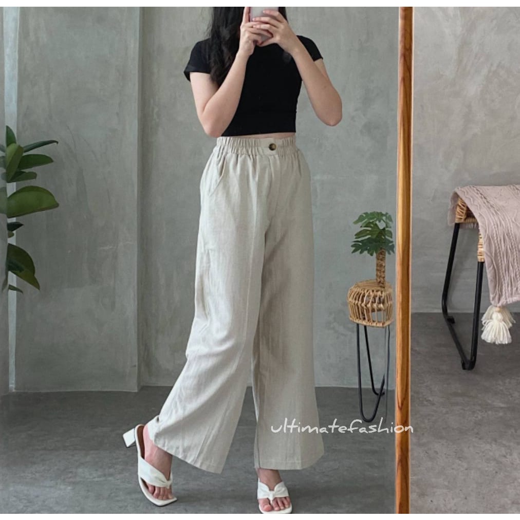 Kulot Linen Angel Premium Celana Basic Wanita 8288 INDY PANTS