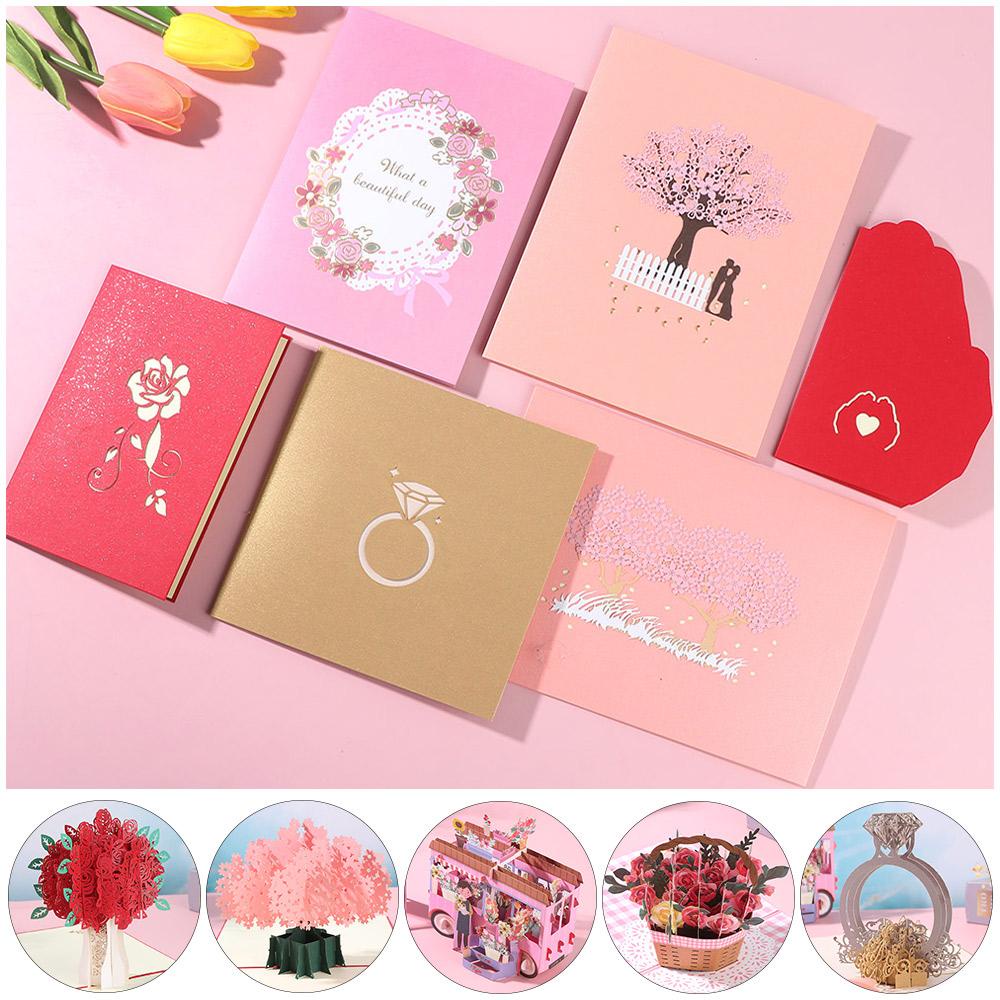 Nanas 1Pcs Kartu Ucapan Hadiah Ulang Tahun Kreatif Berkah Card Pop Up Dengan Amplop Undangan Pernikahan