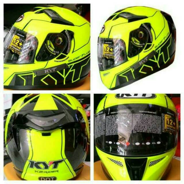 Helm KYT K2 Rider Super Fluo Yellow