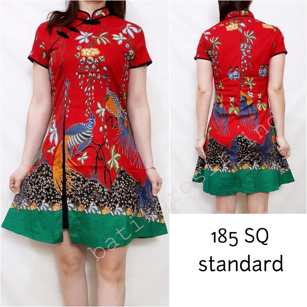 DRESS 185 SQ DRESS BATIK  CHEONG SAM WARNA MERAH EDISI  