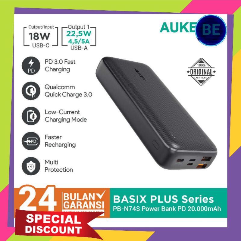 Aukey Powerbank PB-N74S Basix Plus PD 20000mAh
