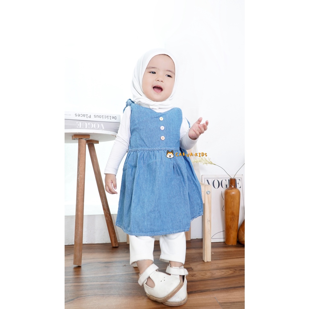 patch bordir dress anak perempuan korea dress anak cewek jeans dress anak andin original denim 1-7 tahun