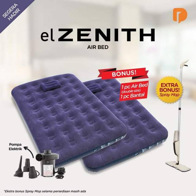 Kasur Angin El Zenith Air Bed Double Size / Kasur Angin Ukuran Besar Isi 2 Bonus Bantal dan Pompa