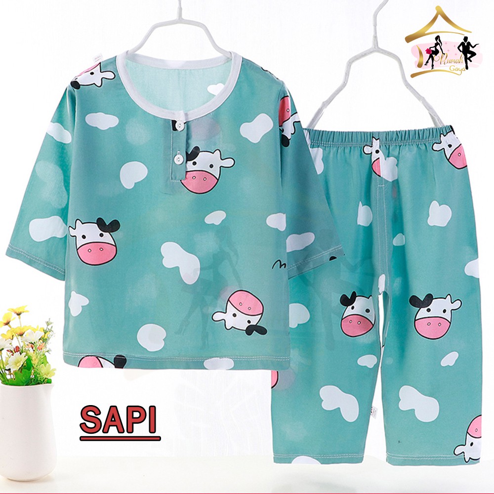 Setelan Piyama Anak Usia 6 Tahun (Size XL) - Motif Karakter / Lengan Panjang Bahan Import