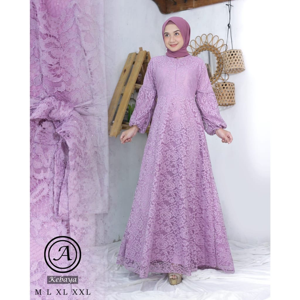 Aldine gamis brukat tule//gamis pesta modern//gamis wanita //fashion wanita terbaru